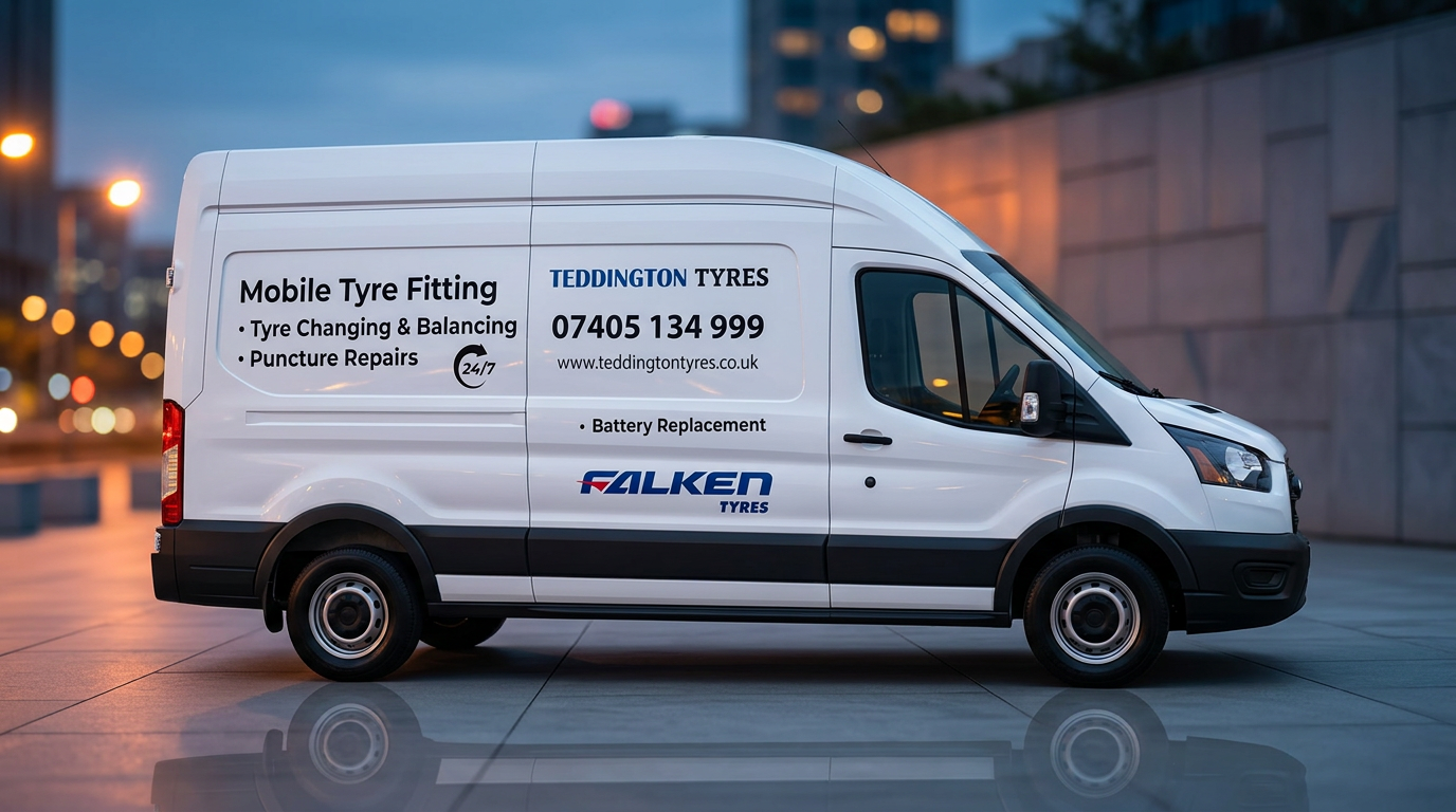 Teddington Tyres mobile fitting van at night
